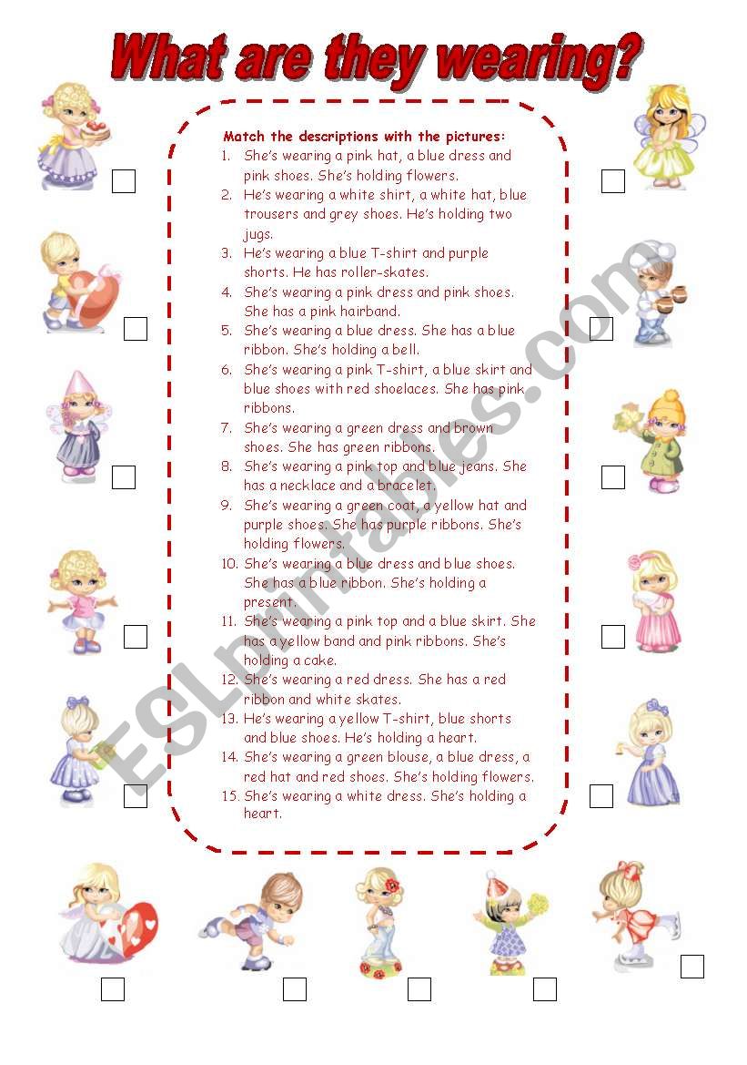 What are they wearing? (1) worksheet
