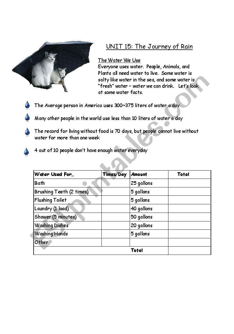 Water Consumption worksheet