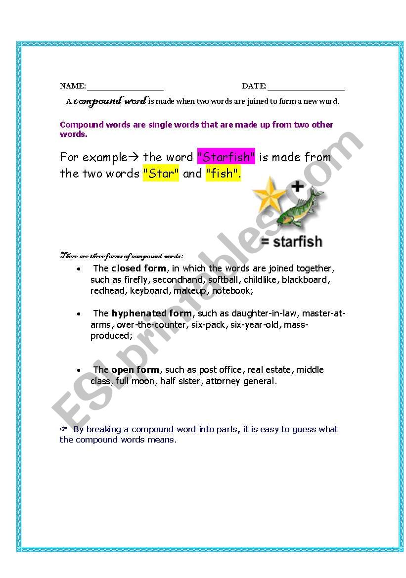 Compound Words worksheet