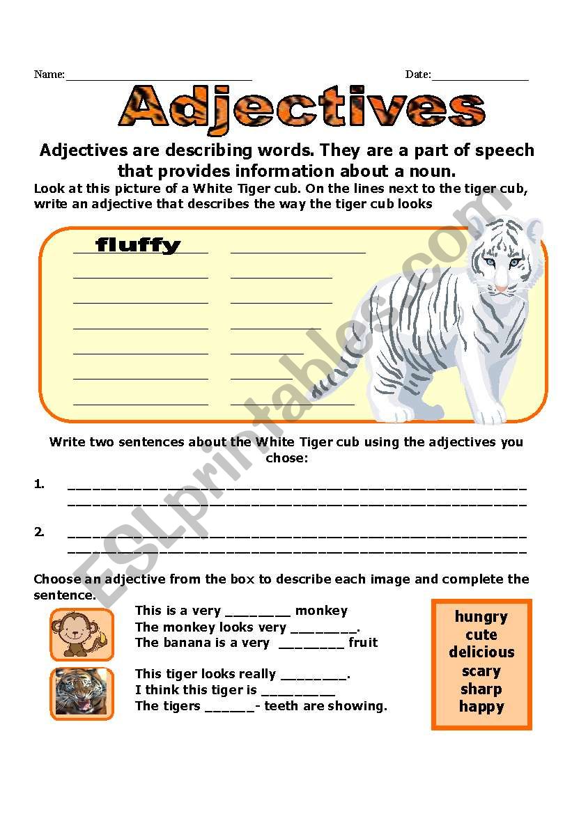 Adjectives worksheet