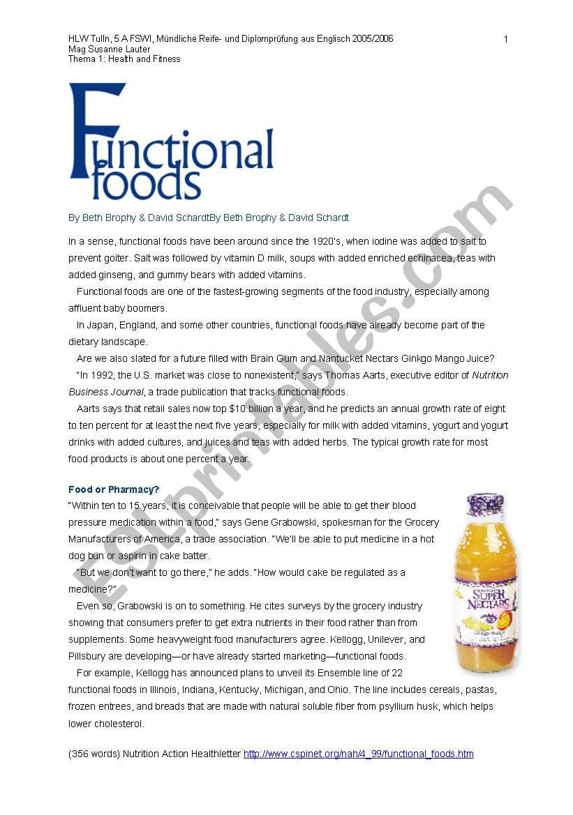 Healthy Eating & Nutrition: Functional Foods