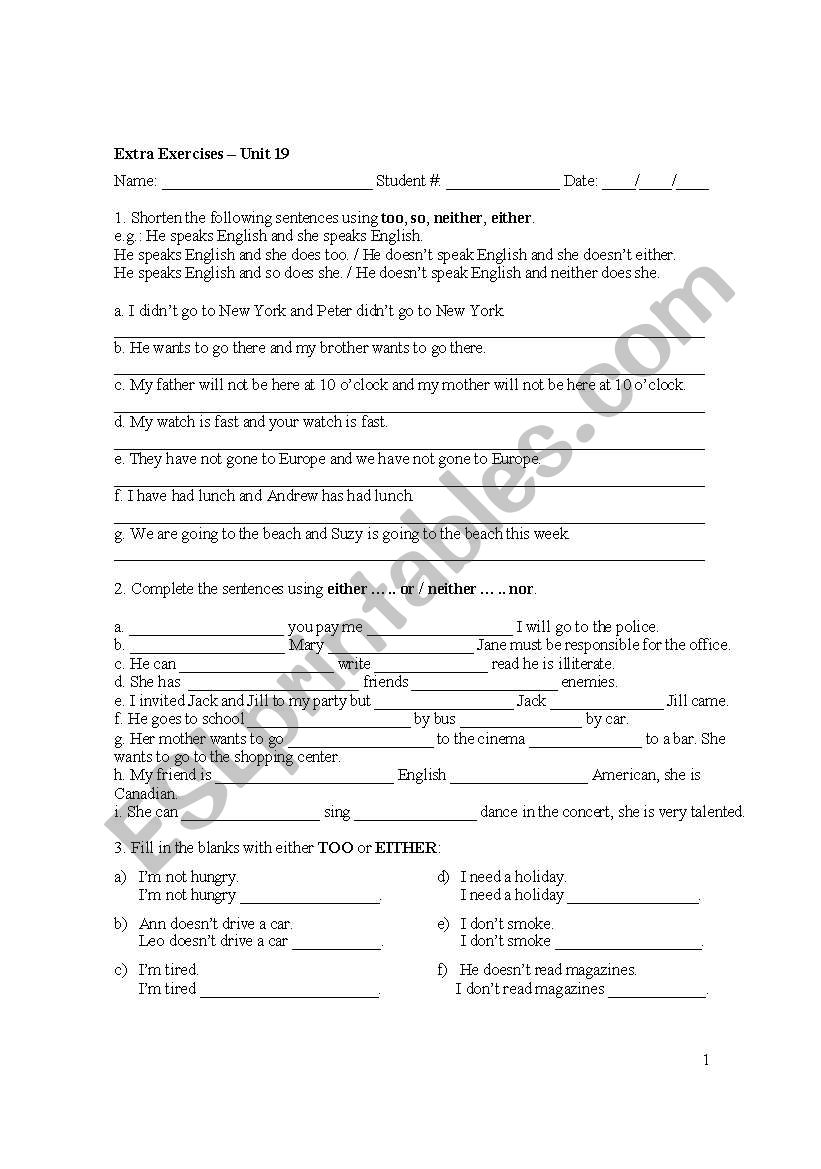 question tags worksheet