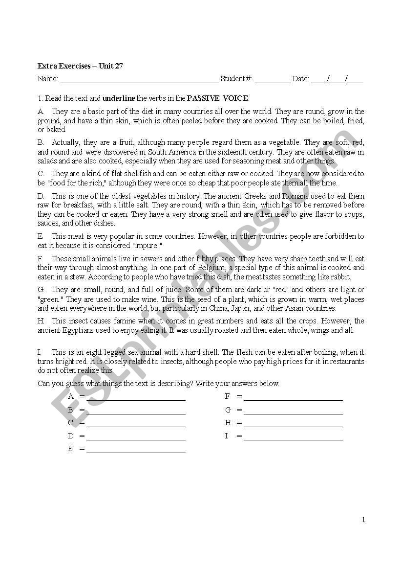 passive voice worksheet