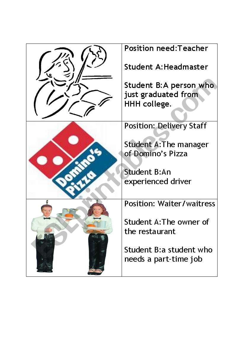 Interview activity worksheet