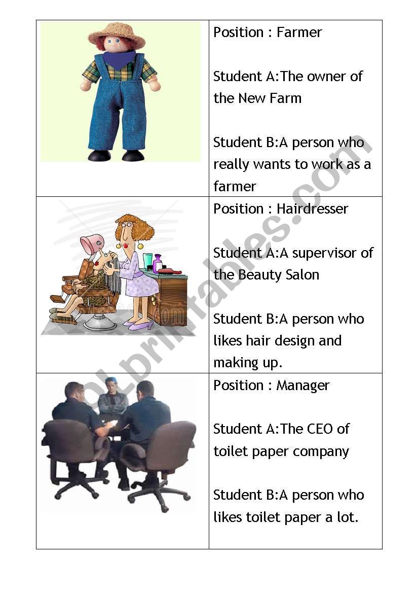 Interview activity worksheet