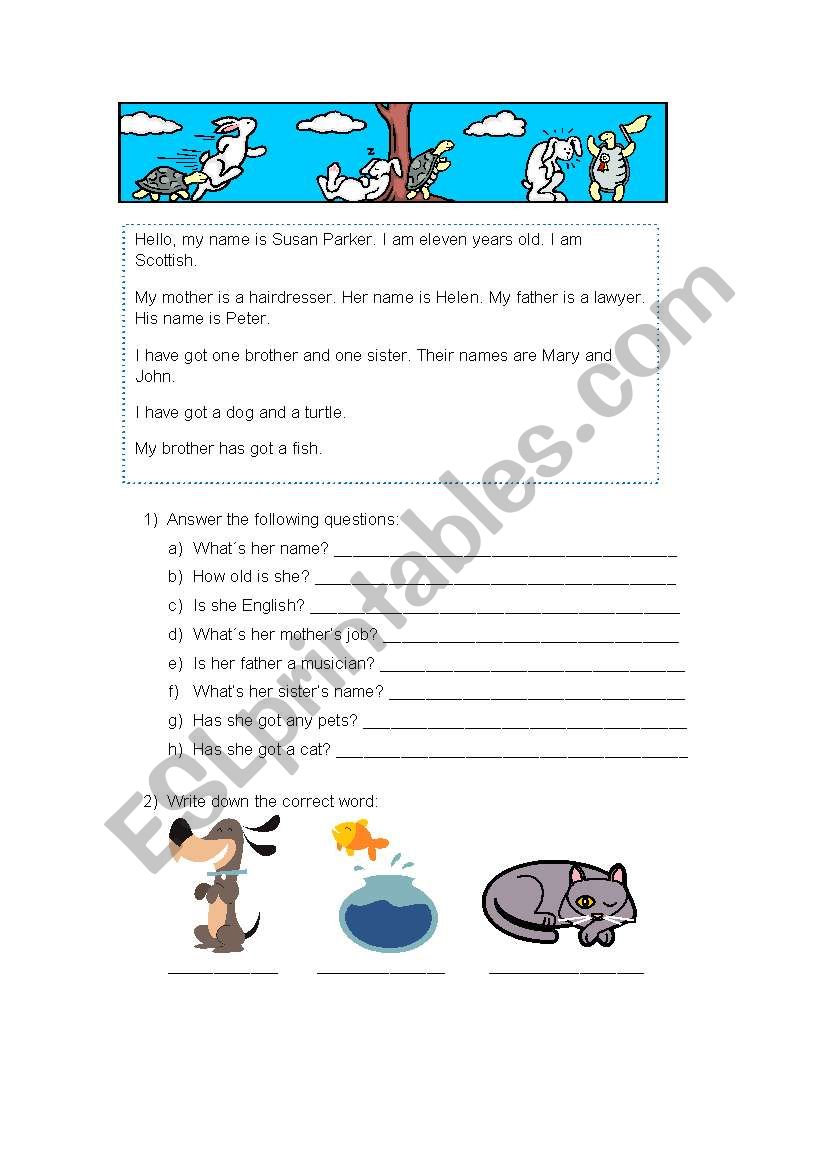 Pets/jobs worksheet