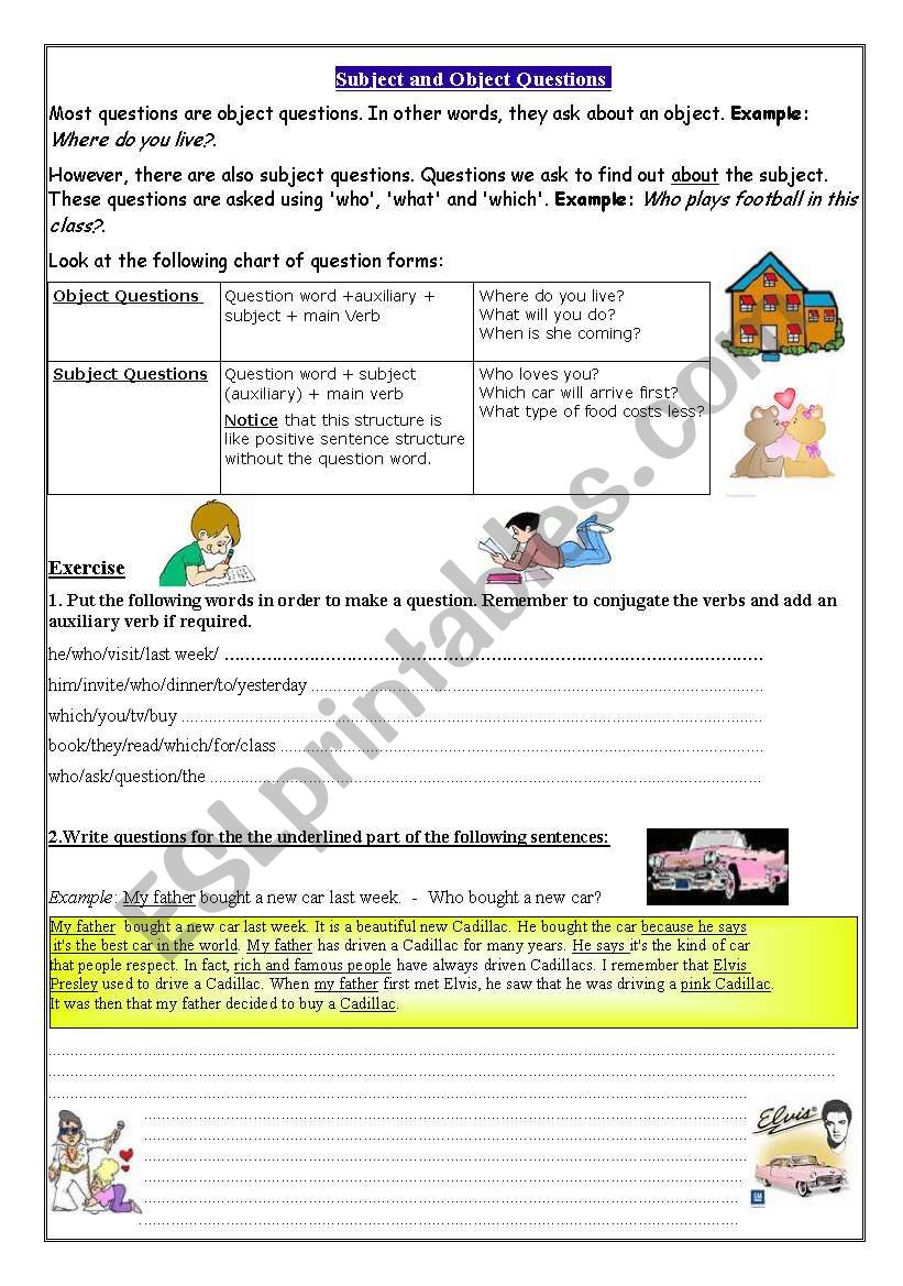 Subject and Object Questions worksheet