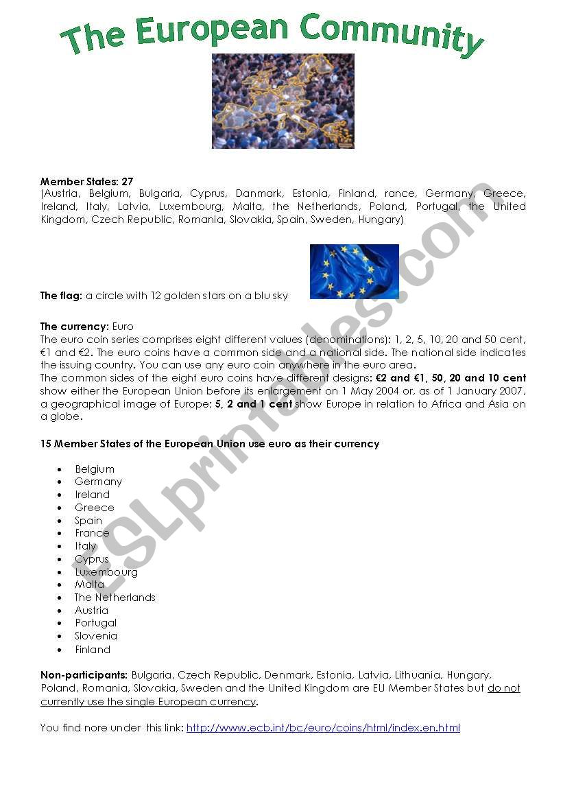 European Community worksheet