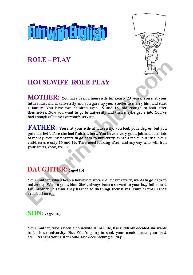 Housewife role-play worksheet