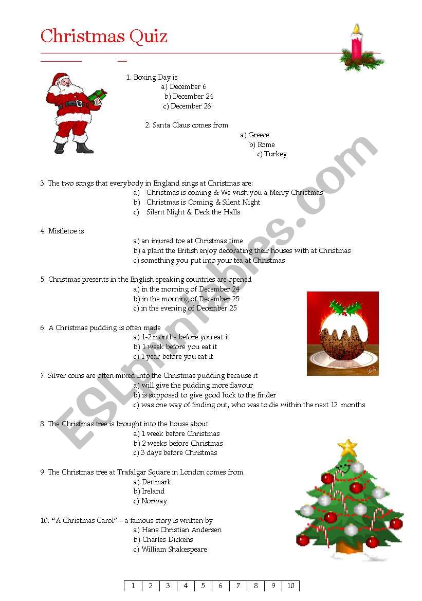 Christmas Quiz worksheet