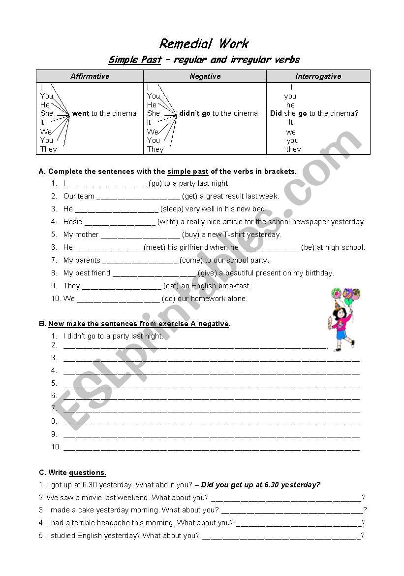 regular and irregular verbs - simple past 