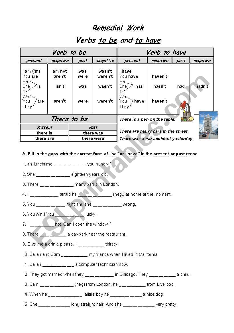 verbs to be and to have worksheet