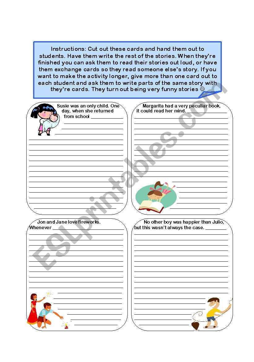 Story starter cards worksheet