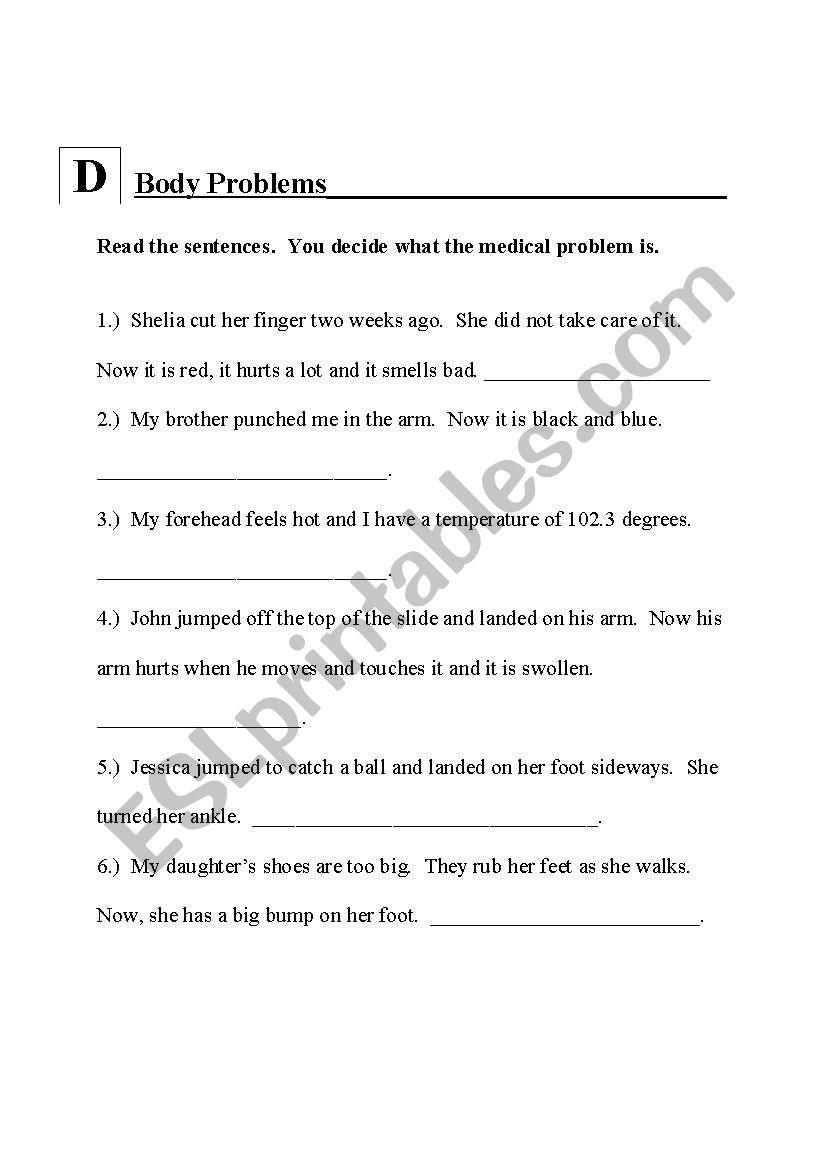 Body Problems worksheet