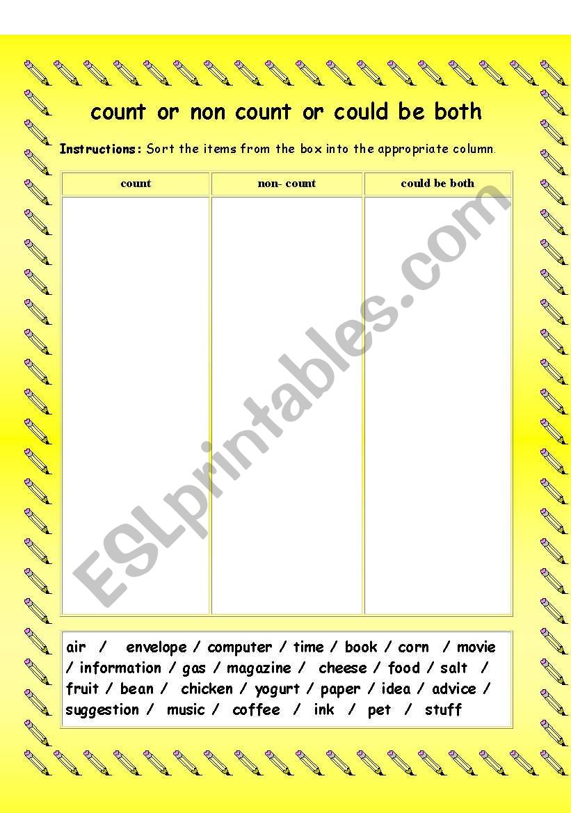 Group Count & Non-Count Nouns worksheet