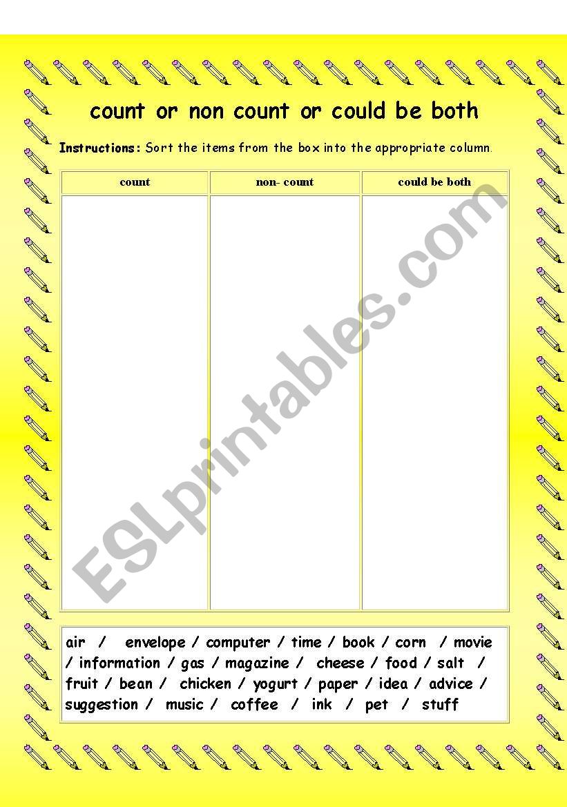 Group Count & Non-Count Nouns worksheet