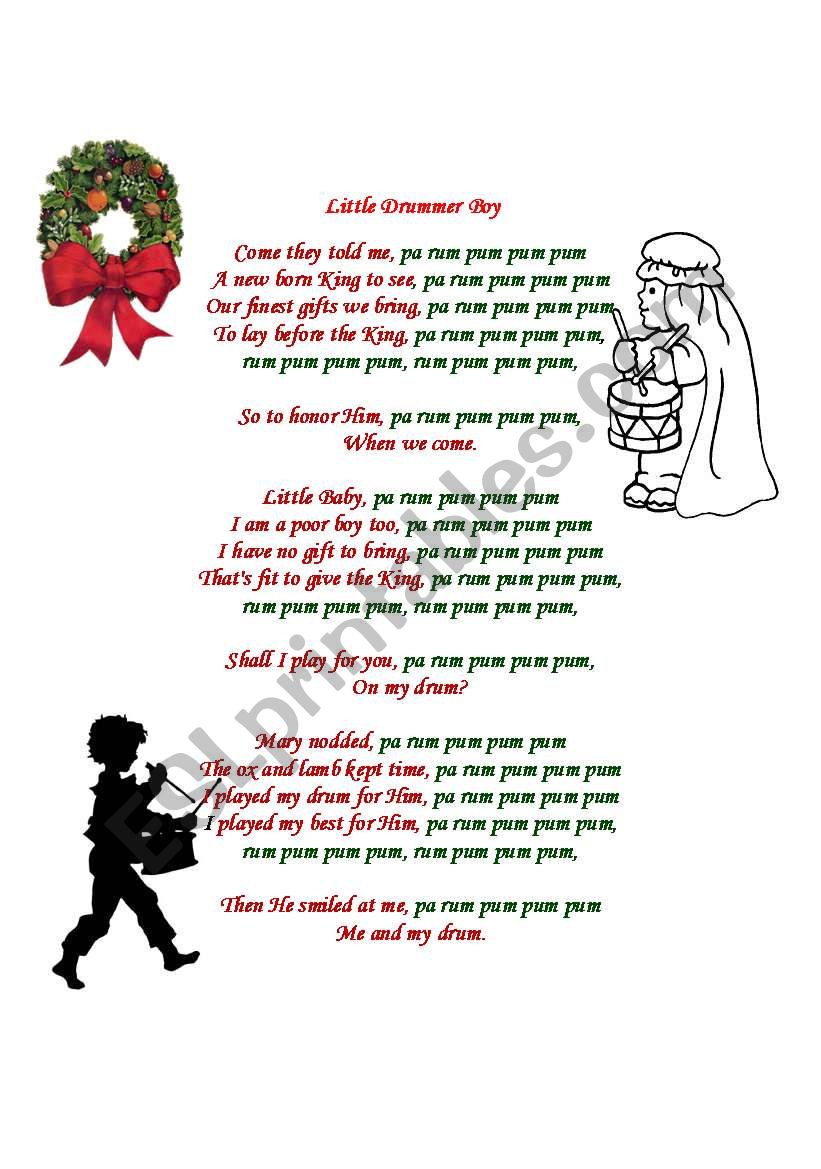 Englisch-Arbeitsblätter: Little drummer boyEnglisch-Arbeitsblätter: Little drummer boy  