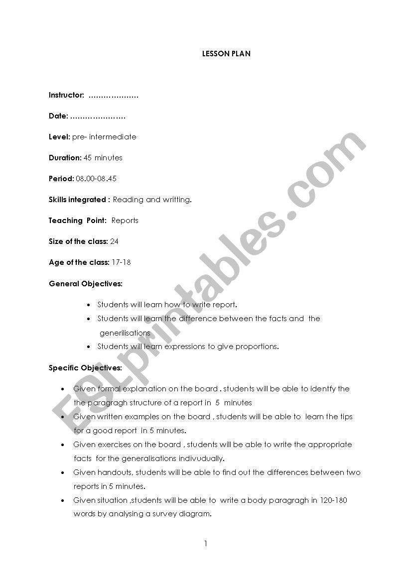 how to write report worksheet