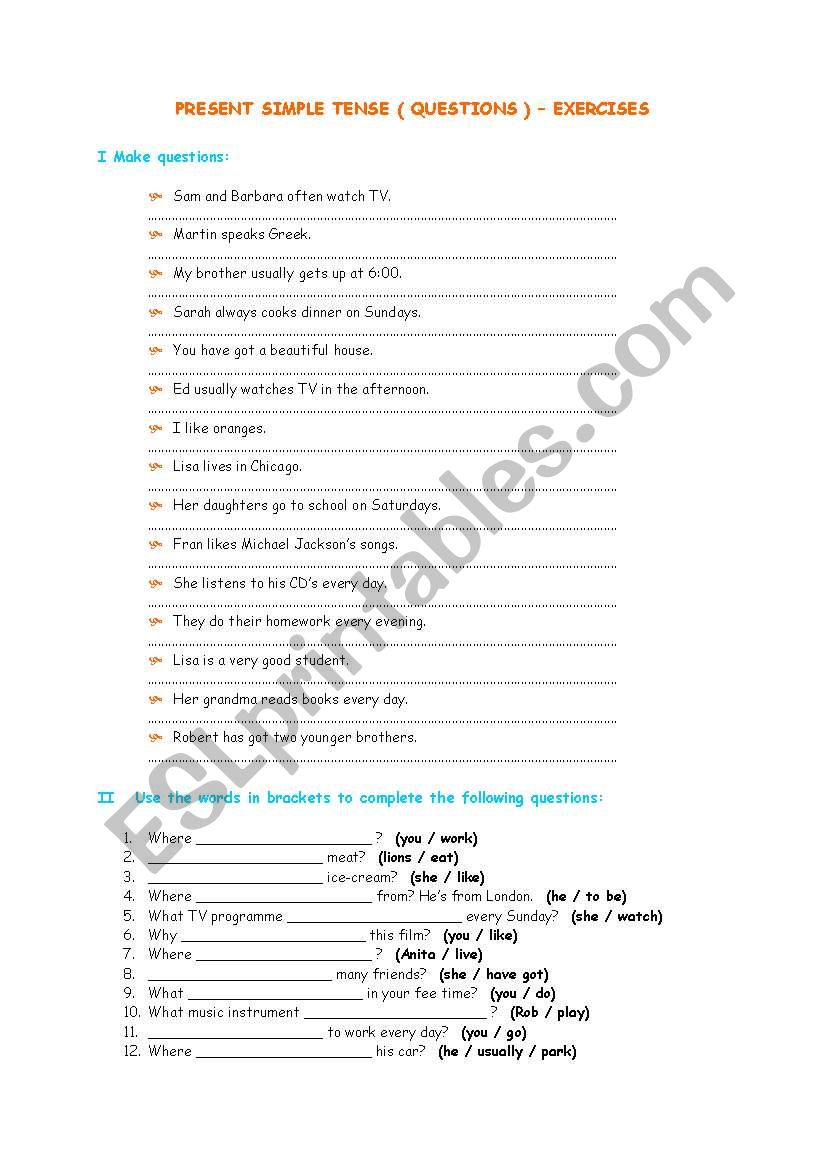 Present Simple questions - exercises