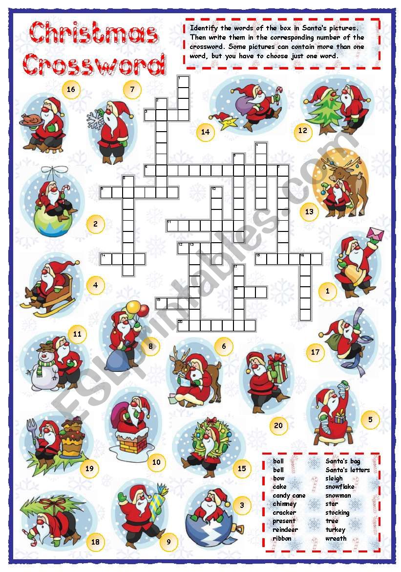 Words On A Christmas Card Crossword Free Printable Templates