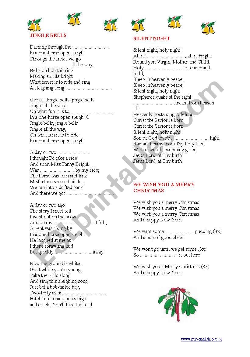 Xmas Carols worksheet