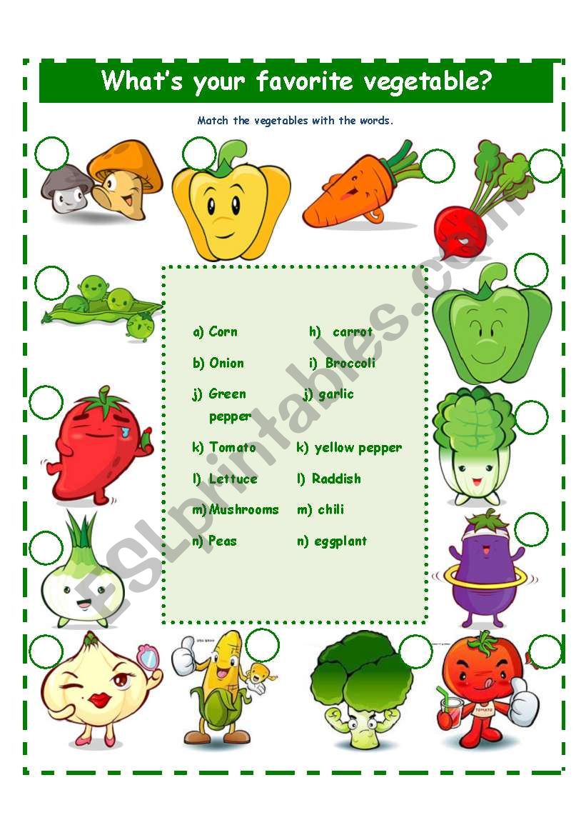 VEGETABLES worksheet