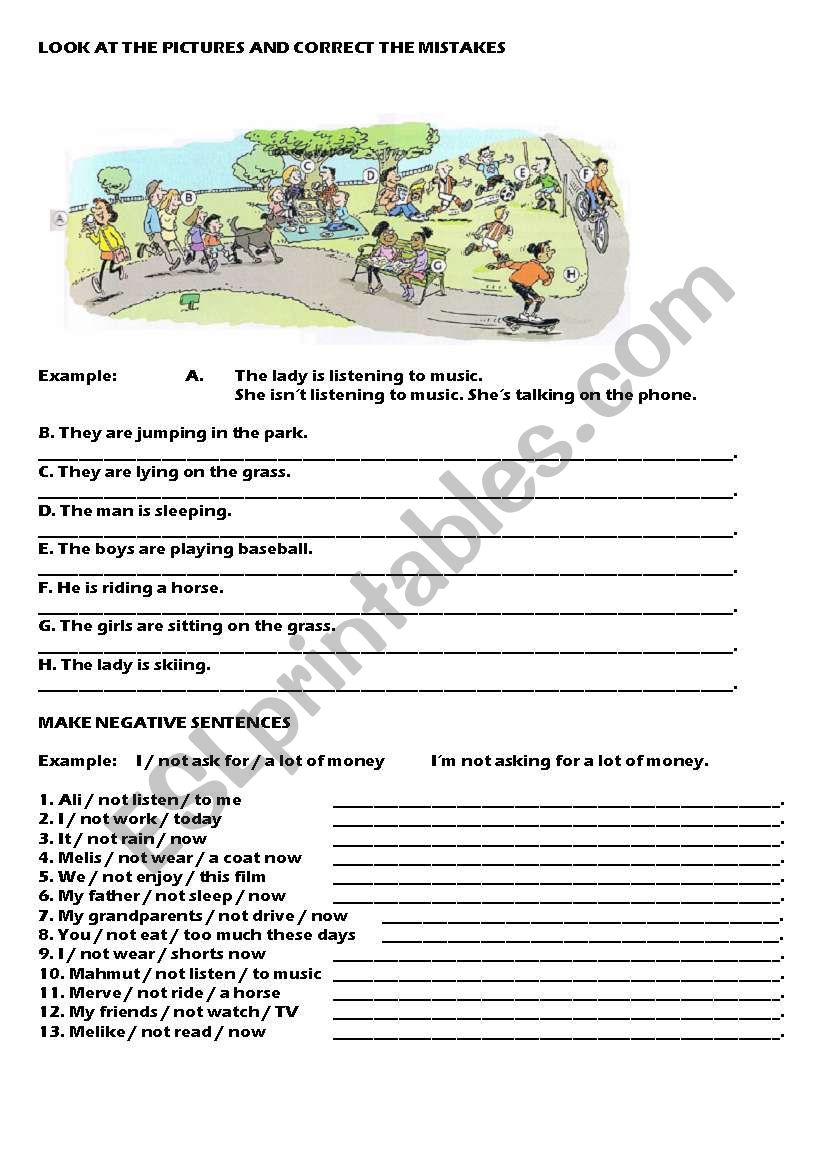 Present Continuous Exercise worksheet