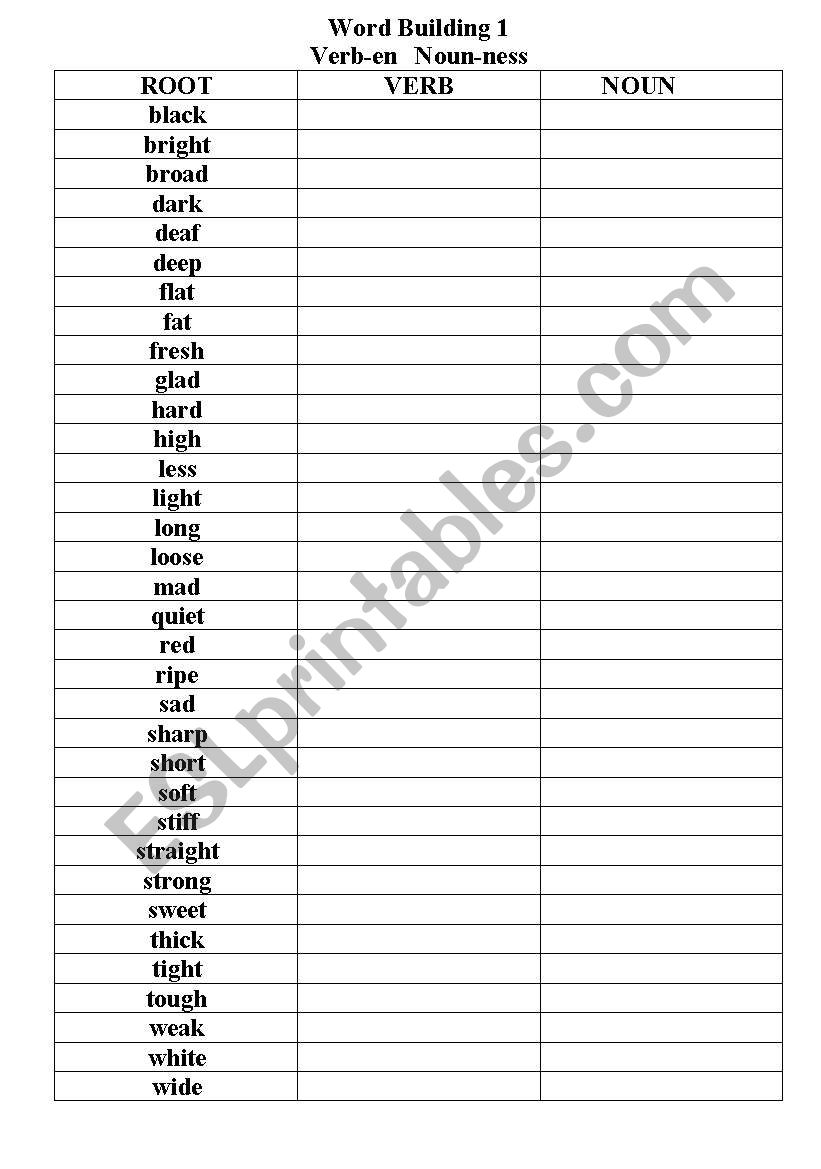 word building 1 worksheet