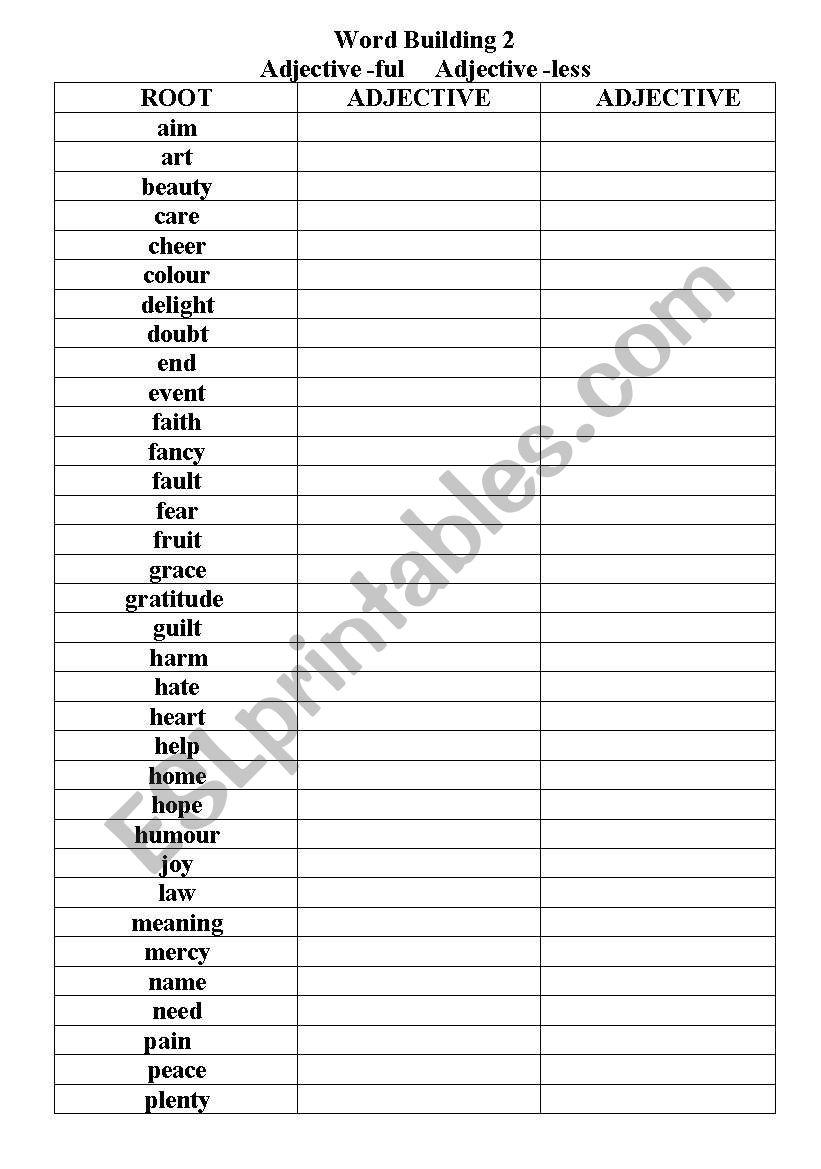 word building 2 worksheet