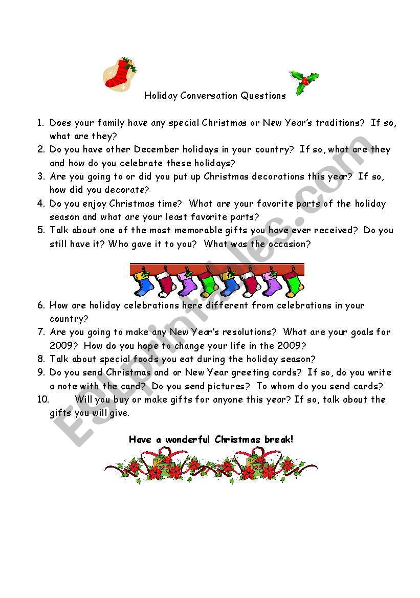 Christmas-New Year Conversation Questions
