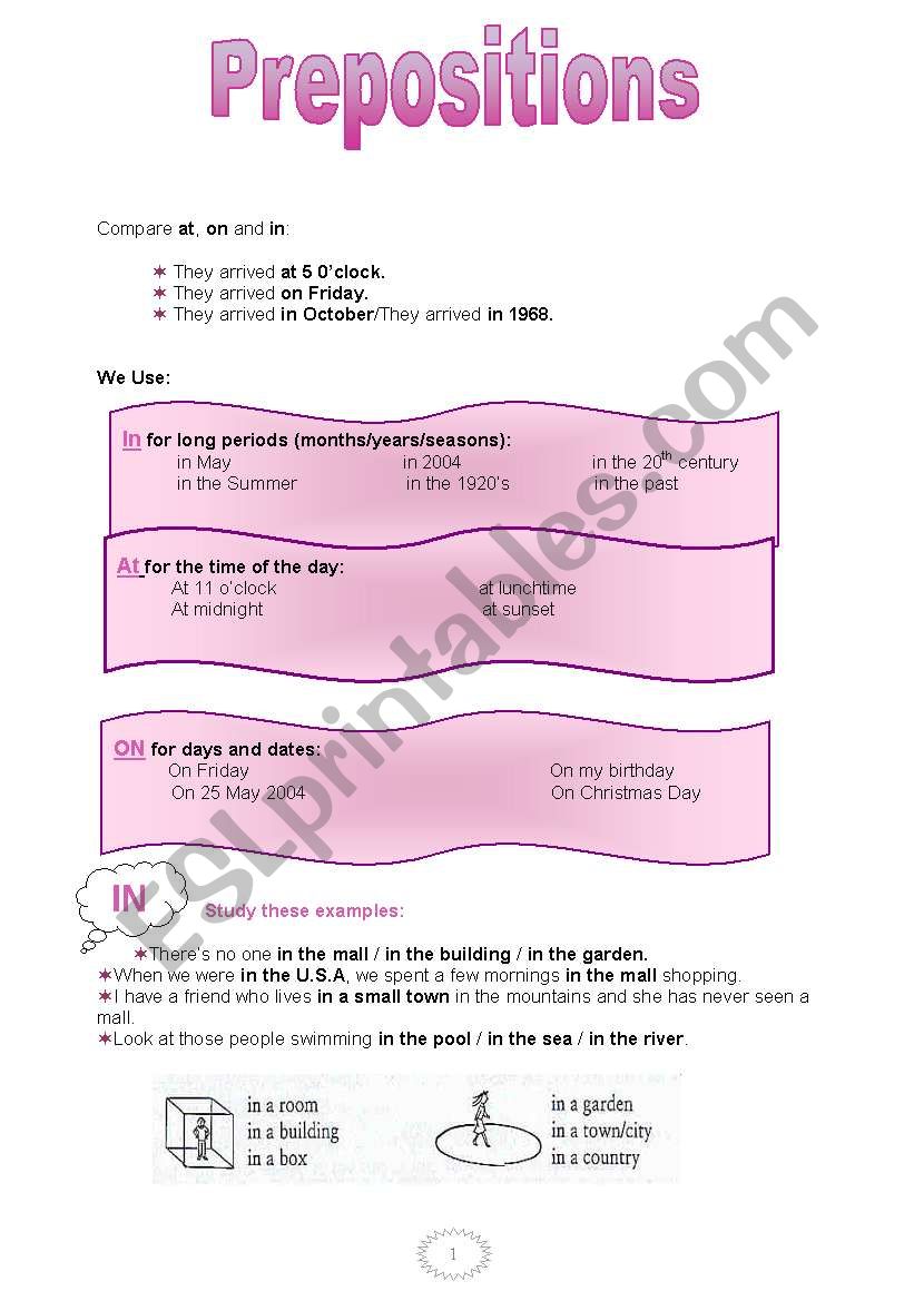 Prepositions informative sheet