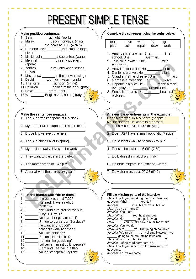 Present Simple Tense Exercises