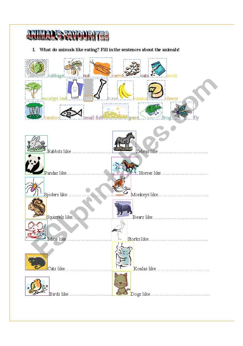 Animals worksheet