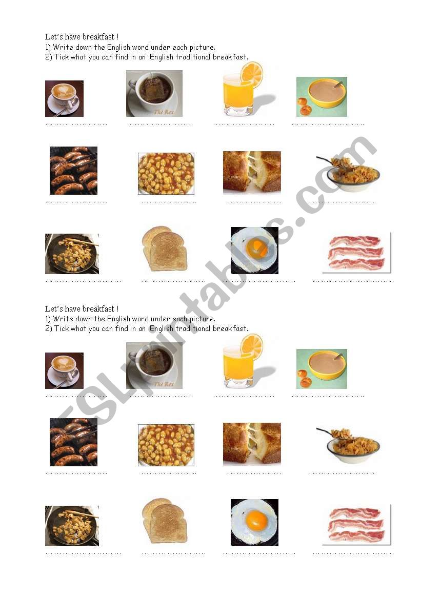 American and English typical breakfasts