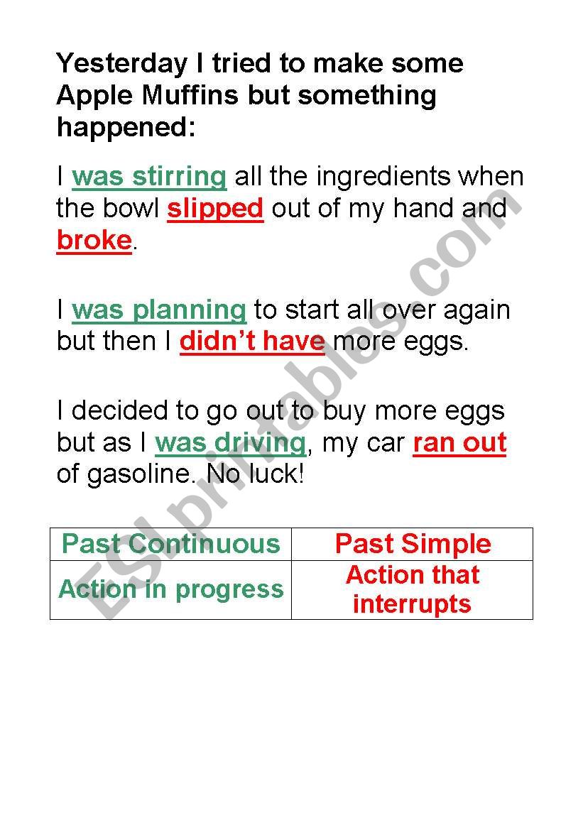 Past Continous sentences worksheet