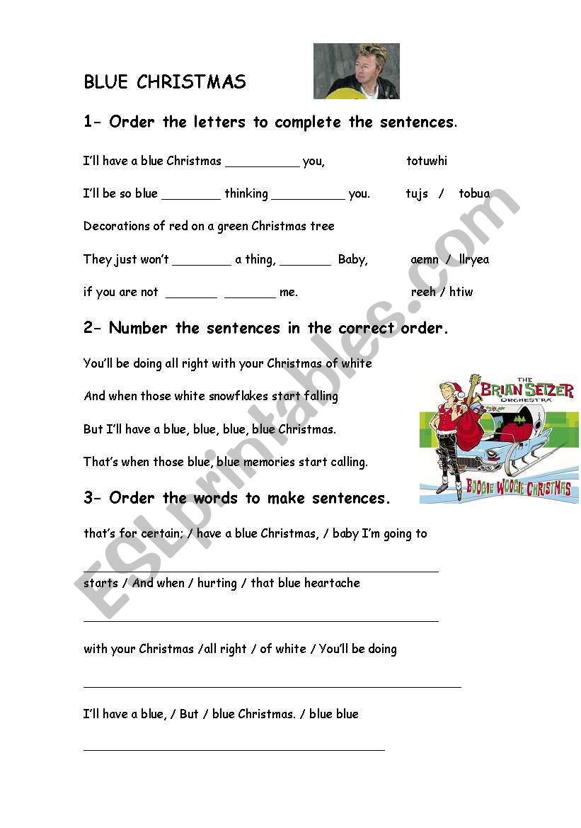 Blue Christmas worksheet
