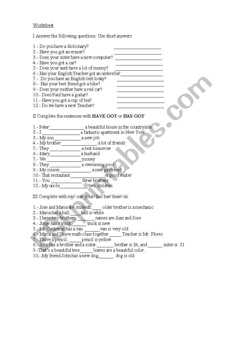 Worksheet 1 worksheet