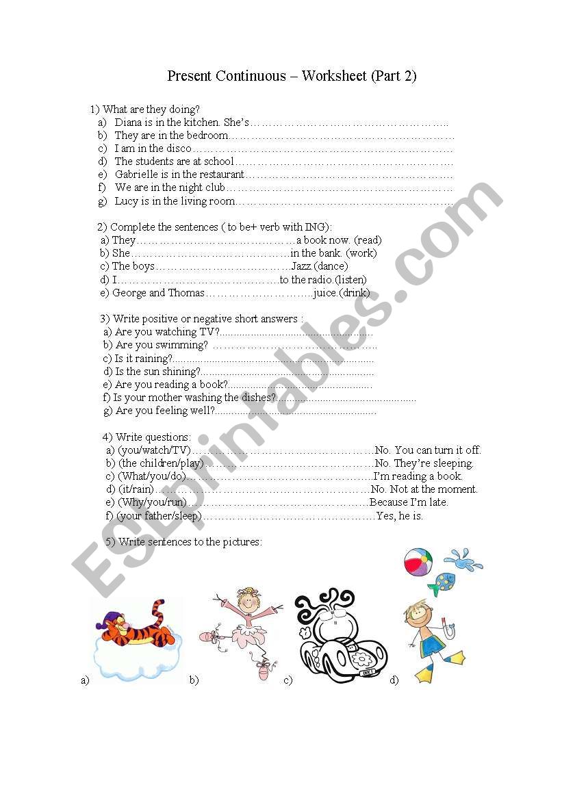 Present Continuous -worksheet  2 of 2