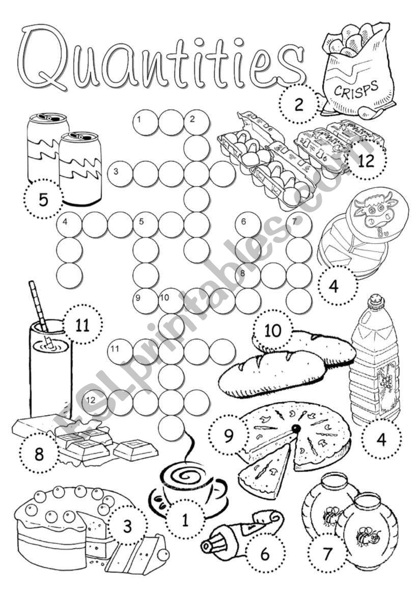 Containers and quantities  worksheet