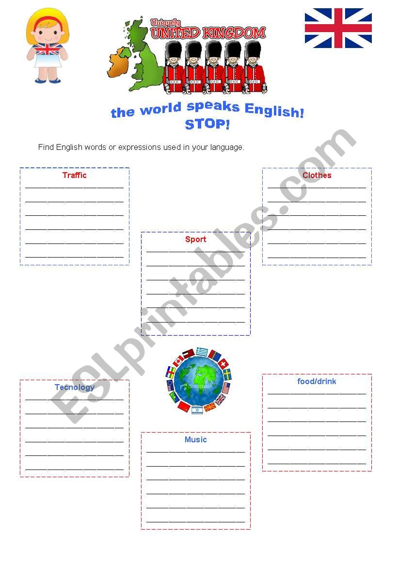The world speaks english worksheet