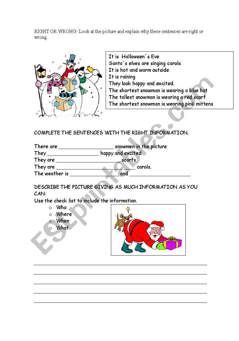 SNOWMEN SINGING worksheet