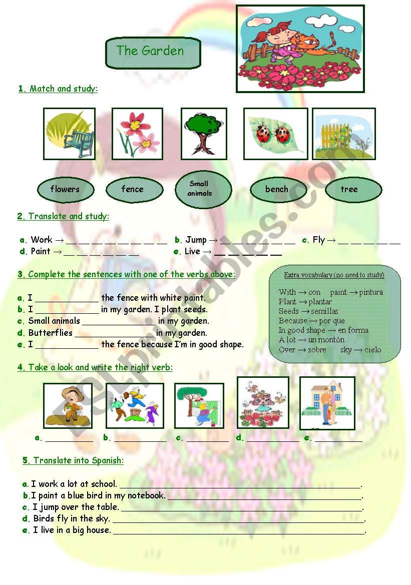 In the garden worksheet