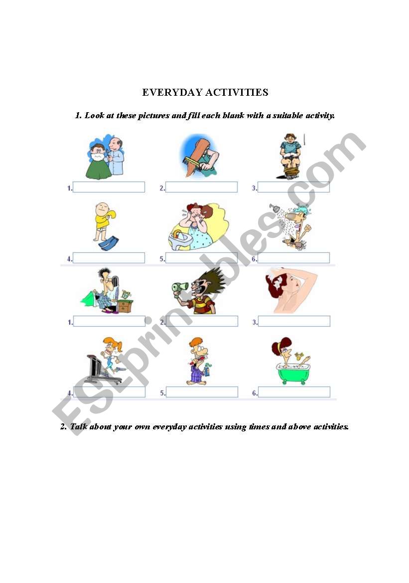 everyday activities worksheet