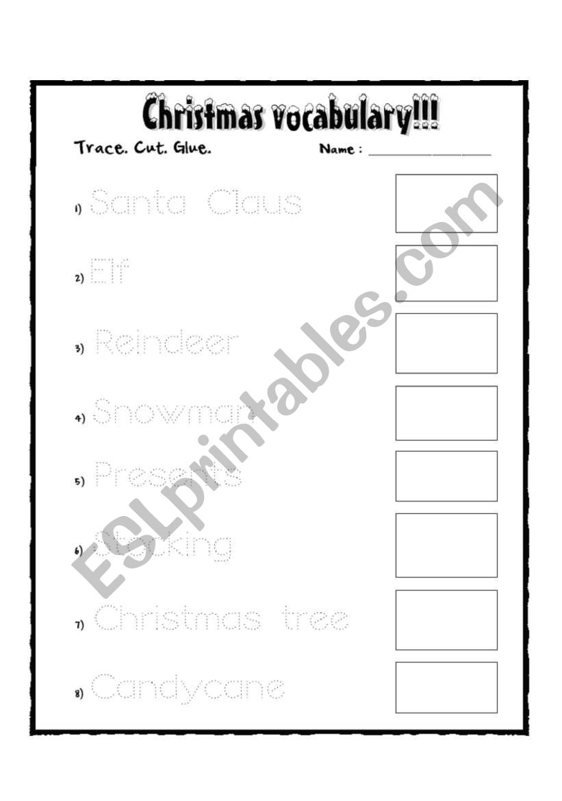 Christmas vocabulary worksheet