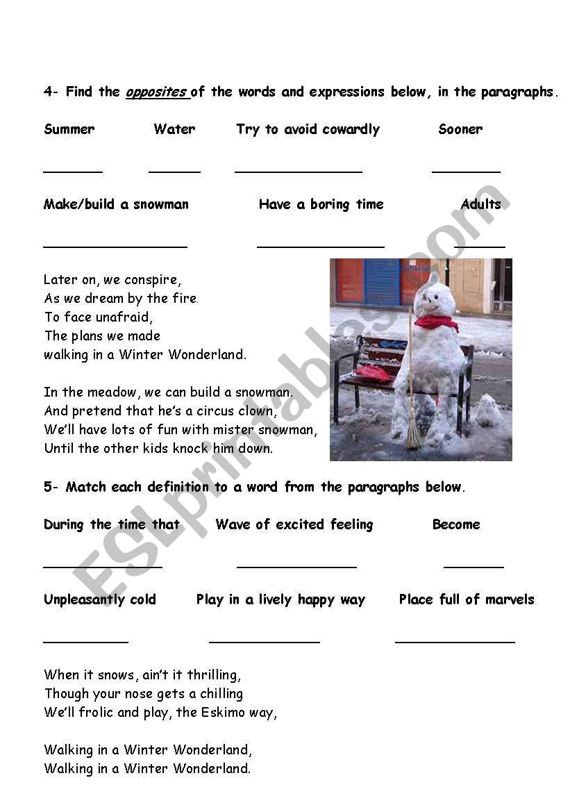 Winter Wonderland worksheet
