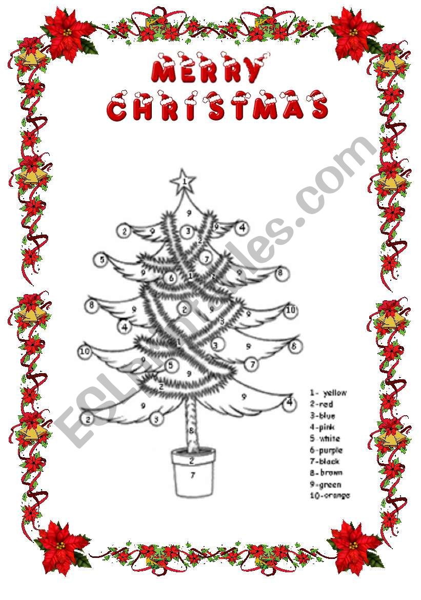 Color the Christmas tree worksheet