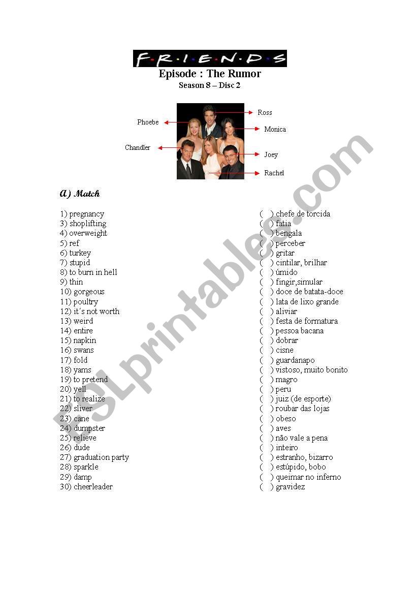 Friends  - The Rumor worksheet