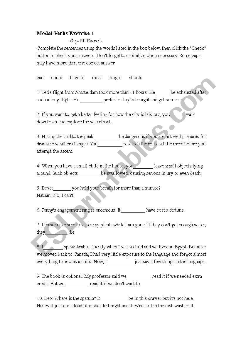 modal verb exercise worksheet