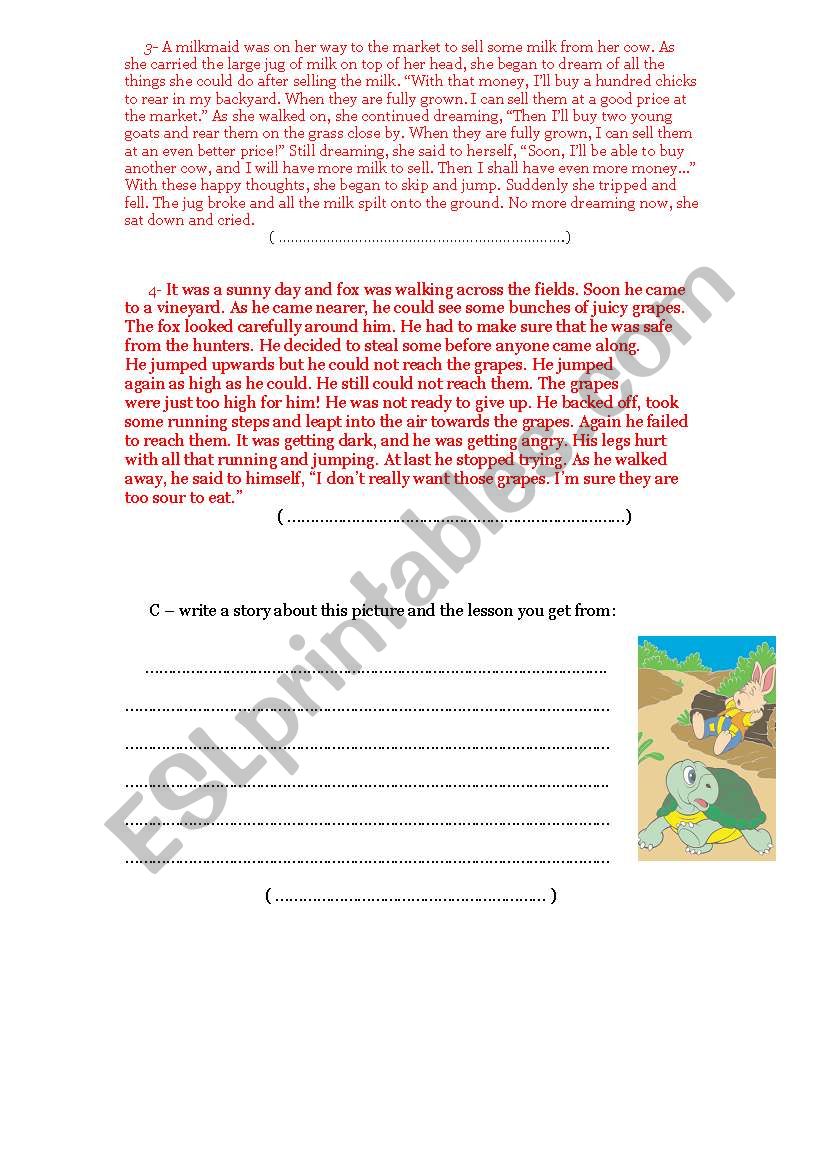  moral stories worksheet