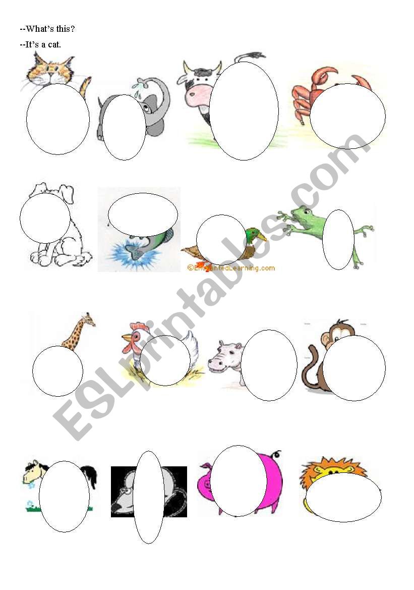 Guessing the animals worksheet